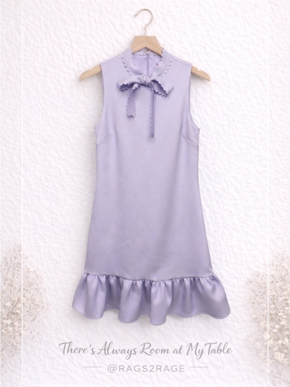 Betsey Johnson Lavender Ruffle Hem Bow Neck Dress Size 2 NWOT - Picture 2 of 10